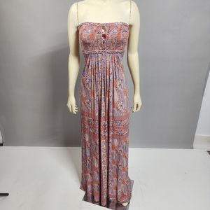 Sky Paisley Strapless Maxi Dress - Multicolor